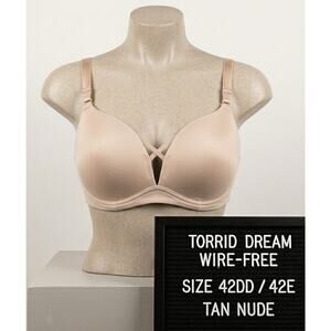 Torrid Dream Wire-Free Push-Up Bra 42DD 42E Tan Nude Padded Smooth Comfort